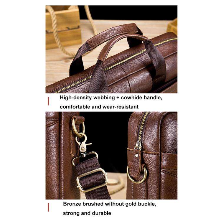 BULL CAPTAIN 048 Large Capacity Retro Business Top Layer Cowhide Hand-held Briefcase(Brown)