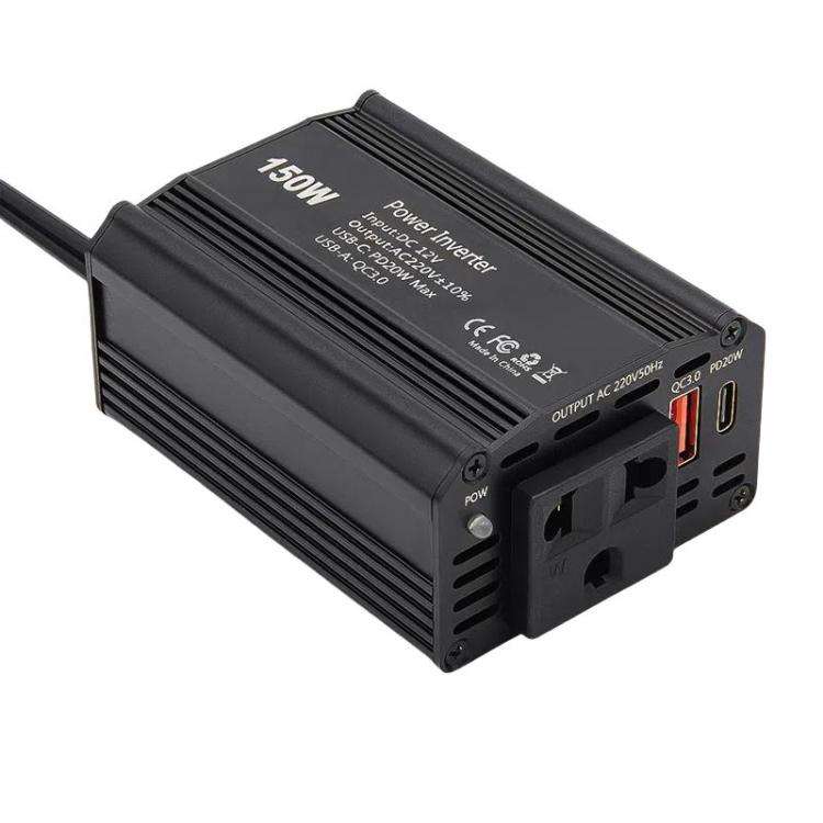 150W PD20W QC3.0 Fast Charging Car Inverter Car Cigarette Lighter Power Supply Adapter(EU Plug)
