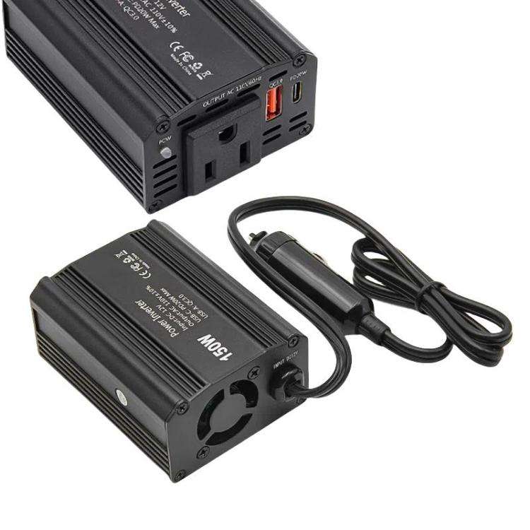 150W PD20W QC3.0 Fast Charging Car Inverter Car Cigarette Lighter Power Supply Adapter(US Plug)
