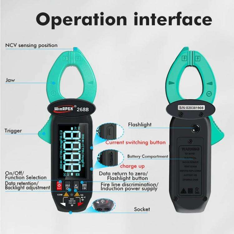 WINAPEX Clamp Meter High-precision AC / DC Voltage and Current Meter(268B)