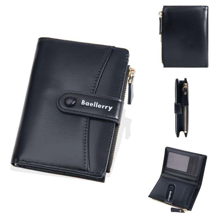 Baellerry N3256 Women Short Wallet Simple Bifold Zipper Coin Purse Soft Leather Buckle Money Clip...
