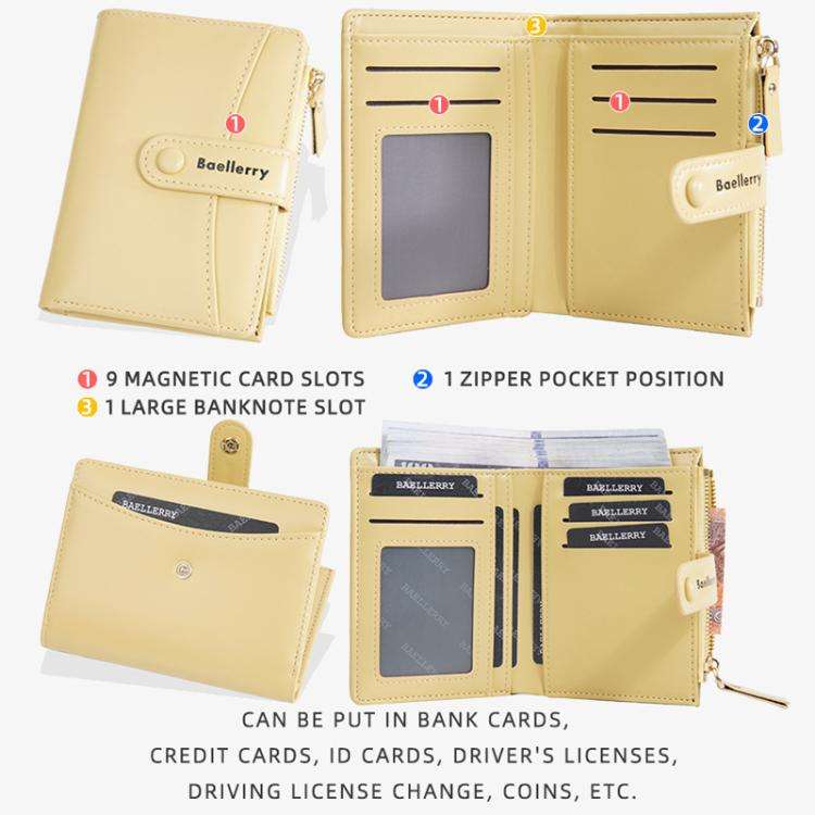 Baellerry N3256 Women Short Wallet Simple Bifold Zipper Coin Purse Soft Leather Buckle Money Clip...