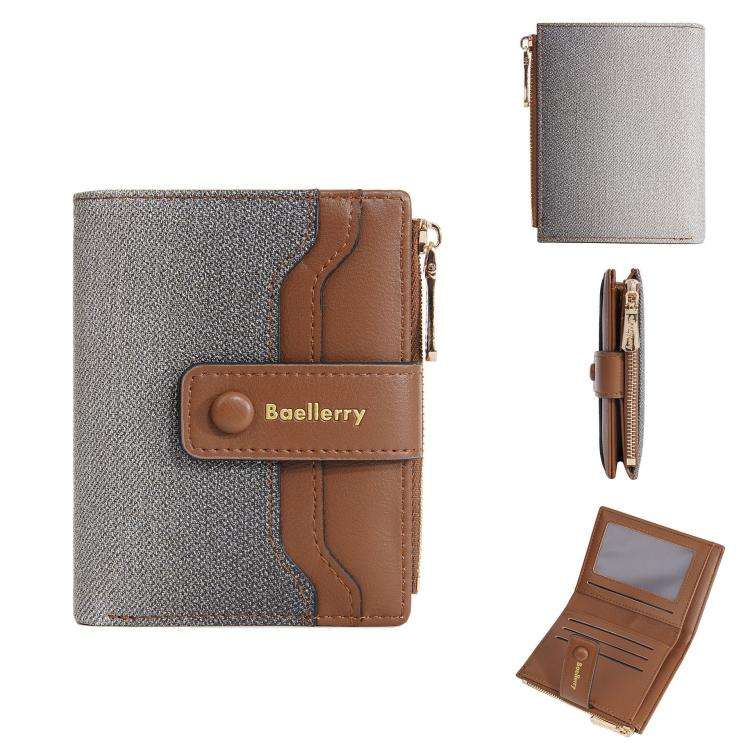 Baellerry NR118 Women Short Wallet Gradient Color Multi Card Zipper Coin Purse(Dark Brown)