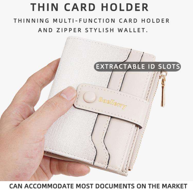 Baellerry NR118 Women Short Wallet Gradient Color Multi Card Zipper Coin Purse(Dark Brown)
