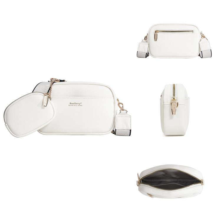 Baellerry N8938 Ladies PU Small Square Bag Large Capacity Crossbody Bag(White)