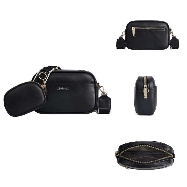 Baellerry N8938 Ladies PU Small Square Bag Large Capacity Crossbody Bag(Black)