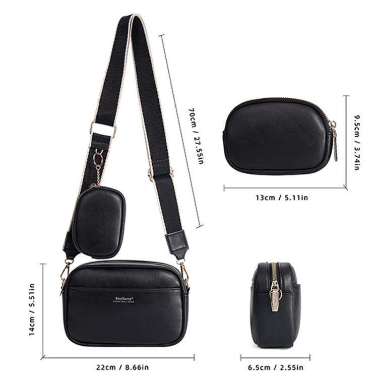 Baellerry N8938 Ladies PU Small Square Bag Large Capacity Crossbody Bag(White)