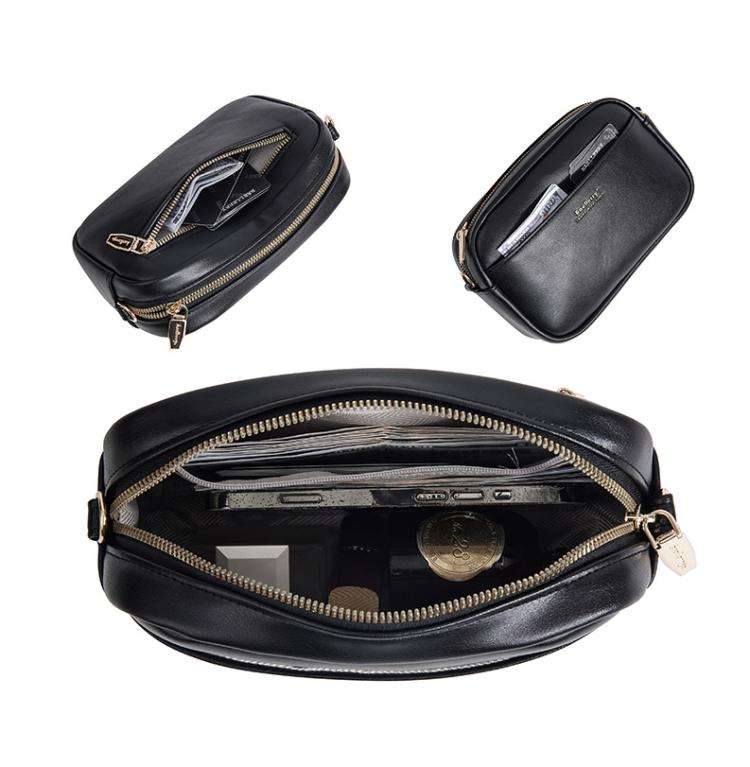 Baellerry N8938 Ladies PU Small Square Bag Large Capacity Crossbody Bag(Black)