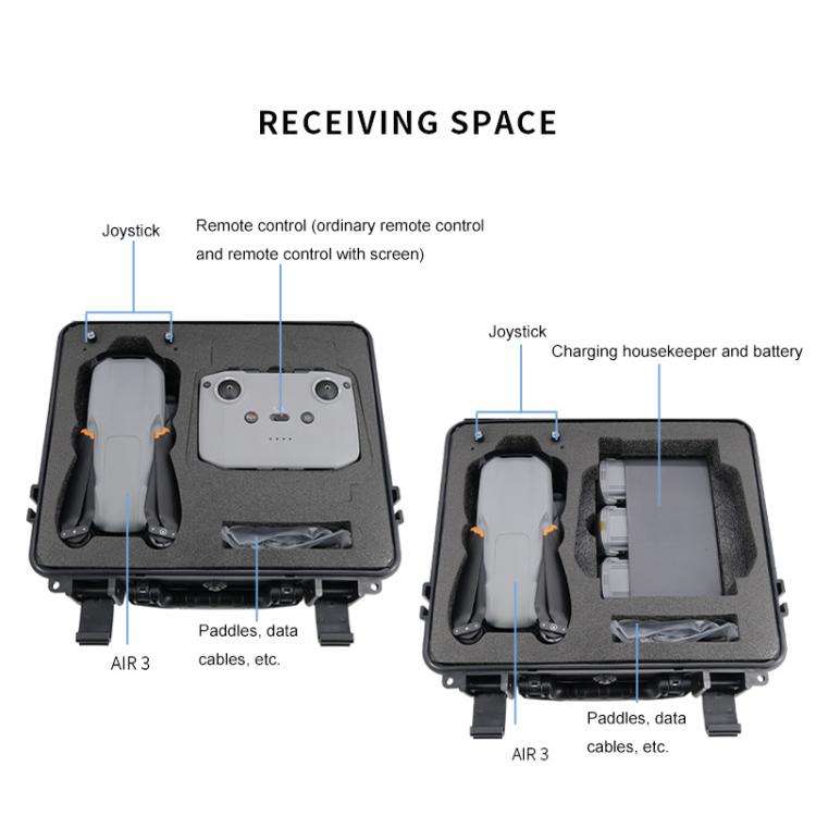 For DJI Air 3 Portable Waterproof and Shockproof Drone Storage Box Safety Explosion-proof Box(Black)
