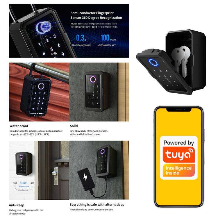 Tuya  App  Smart Bluetooth Key Box Supports Fingerprint/APP/Password/IC Card Unlocking