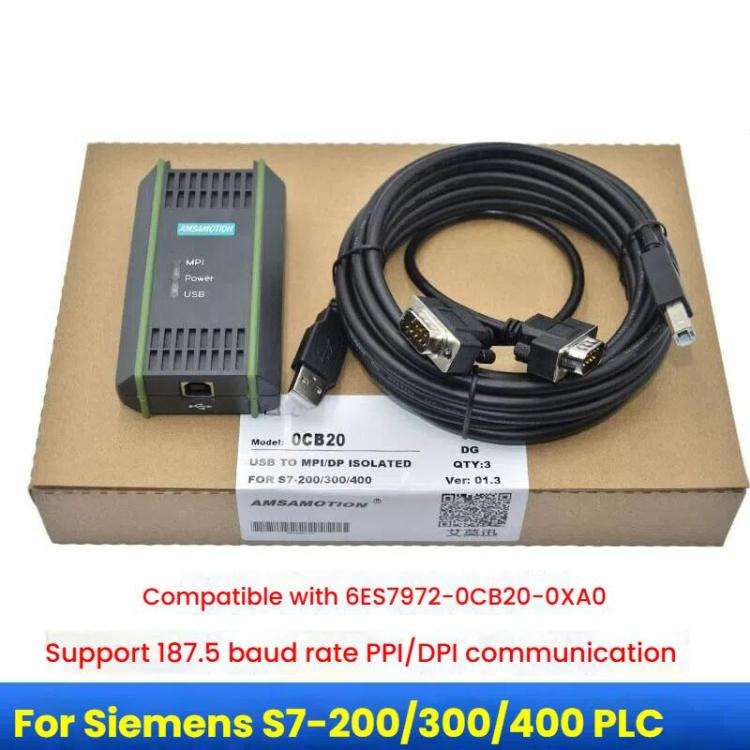 AMSAMOTION USB-MPI Programming Cable For Siemens S7-200/300/400PLC / 6ES7972-0CB20-0XA0 Electroma...