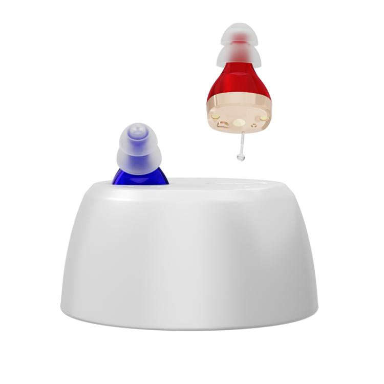 Portable Mini CIC Hearing Aid Invisible Rechargeable Sound Amplifier Collector(Red Blue Pairing)