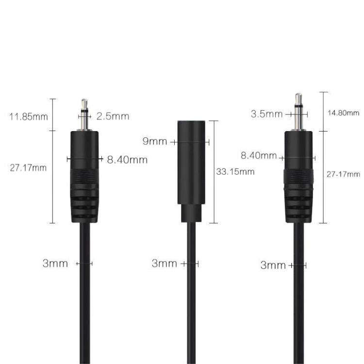 3.5mm Female Mono Cable 2Pin AUX Single Head Cable Speaker Audio Power Cord Audio Cord, Length: 25cm