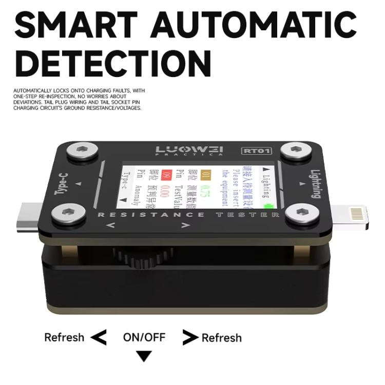LUOWEI RT01 Type-C To 8 Pin Detachable Cell Phone Rear Plug Auto Tester