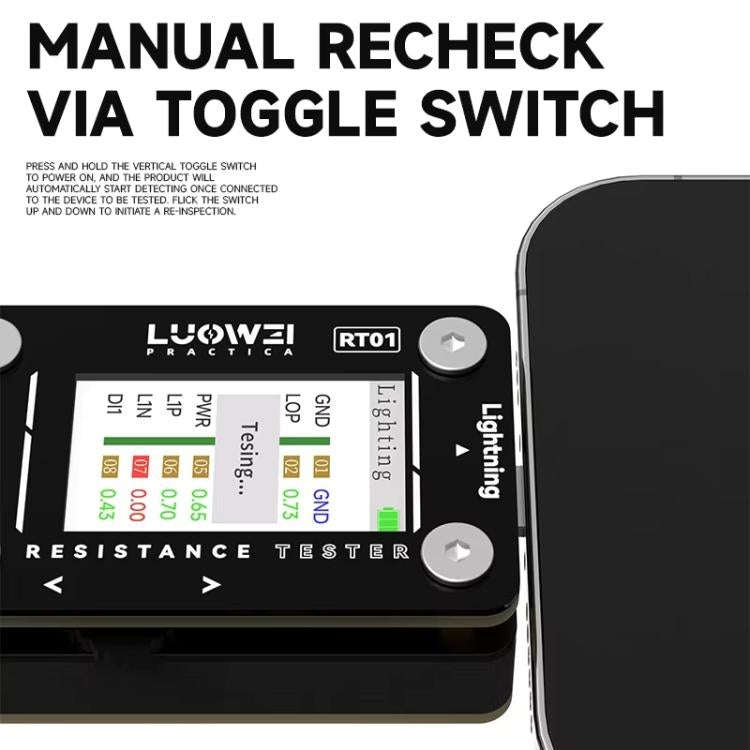 LUOWEI RT01 Type-C To 8 Pin Detachable Cell Phone Rear Plug Auto Tester
