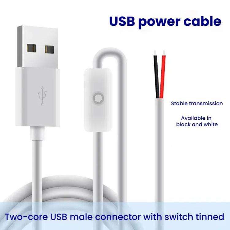 2Pin USB Power Cable 501 ON Off Control Button Cable LED Fill Light Strip Plant Light Power Cord(...
