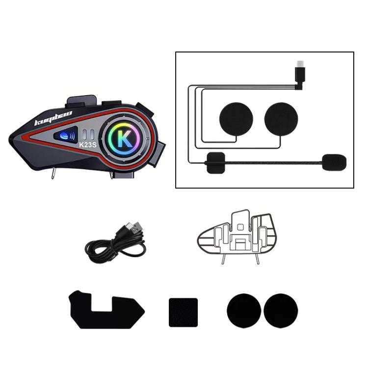 Kuqibao K23S Helmet Bluetooth Earphones 1000m Motorcycle Bluetooth-compatible 2 Person Intercom W...