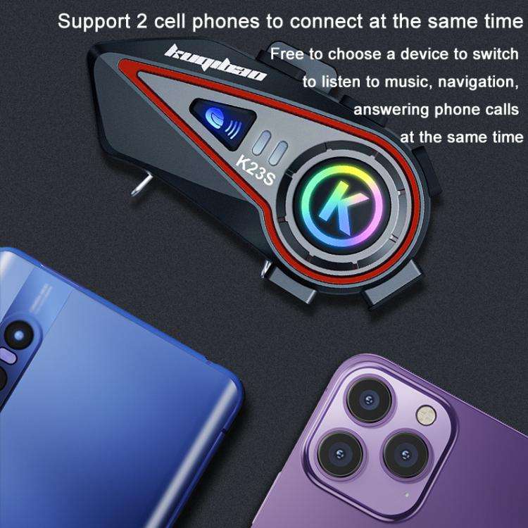 Kuqibao K23S Helmet Bluetooth Earphones 1000m Motorcycle Bluetooth-compatible 2 Person Intercom W...