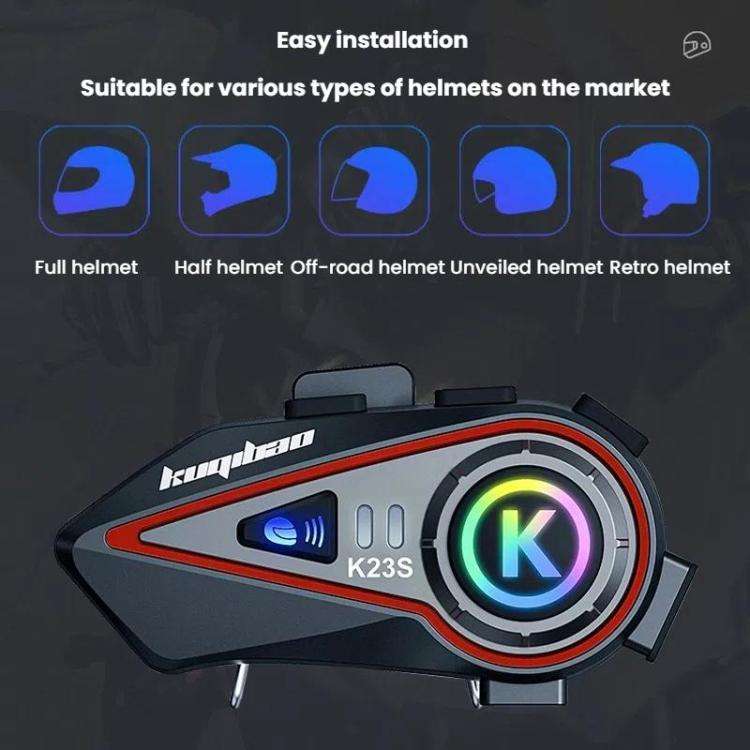 Kuqibao K23S Helmet Bluetooth Earphones 1000m Motorcycle Bluetooth-compatible 2 Person Intercom W...