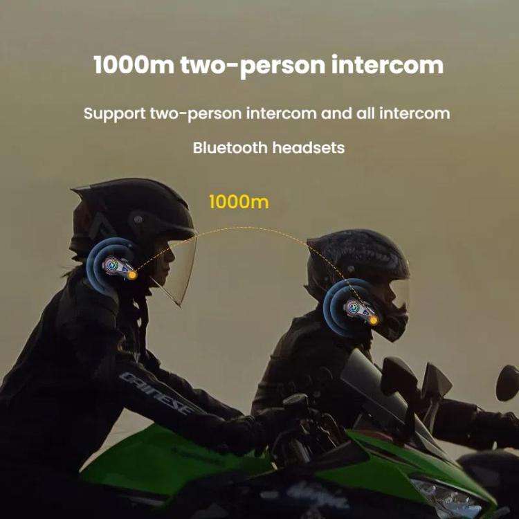 Kuqibao K23S Helmet Bluetooth Earphones 1000m Motorcycle Bluetooth-compatible 2 Person Intercom W...