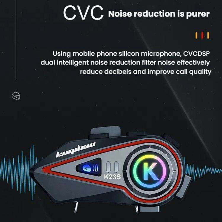 Kuqibao K23S Helmet Bluetooth Earphones 1000m Motorcycle Bluetooth-compatible 2 Person Intercom W...