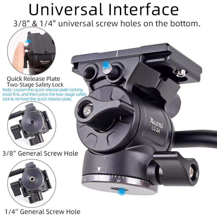XILETU  LS-2A  Mini Hydraulic Damping Ball Head Tripod Head 360 Degree Panoramic Shooting