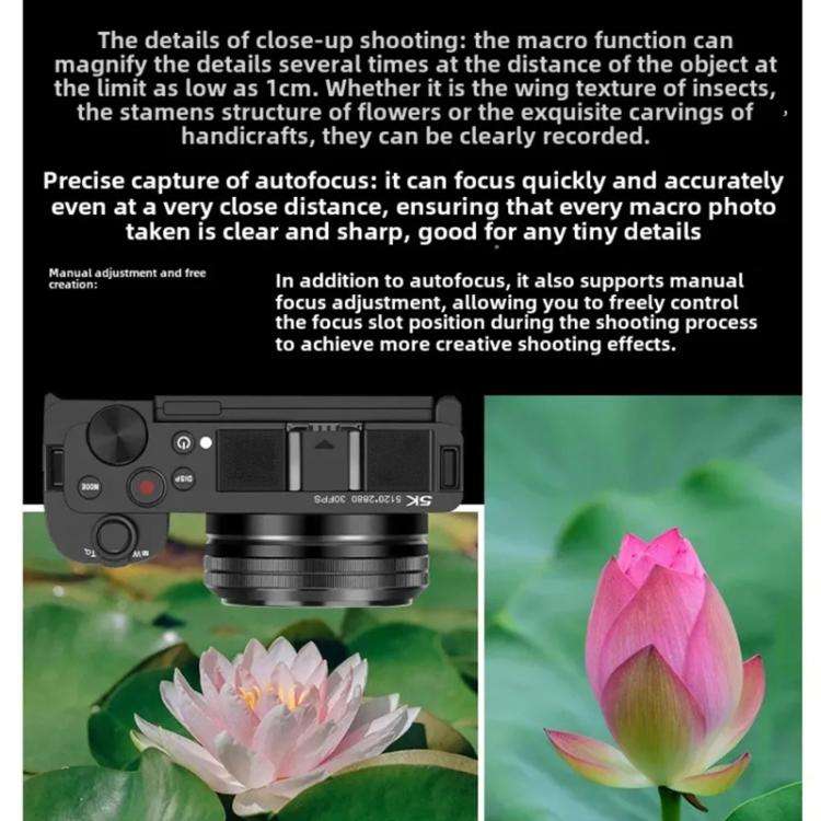Ordro G930 8.0MP 5K CCD Digital Camera 5X Optical Zoom & Wide-Angle 3.2" Touch Screen Vlogging Ca...