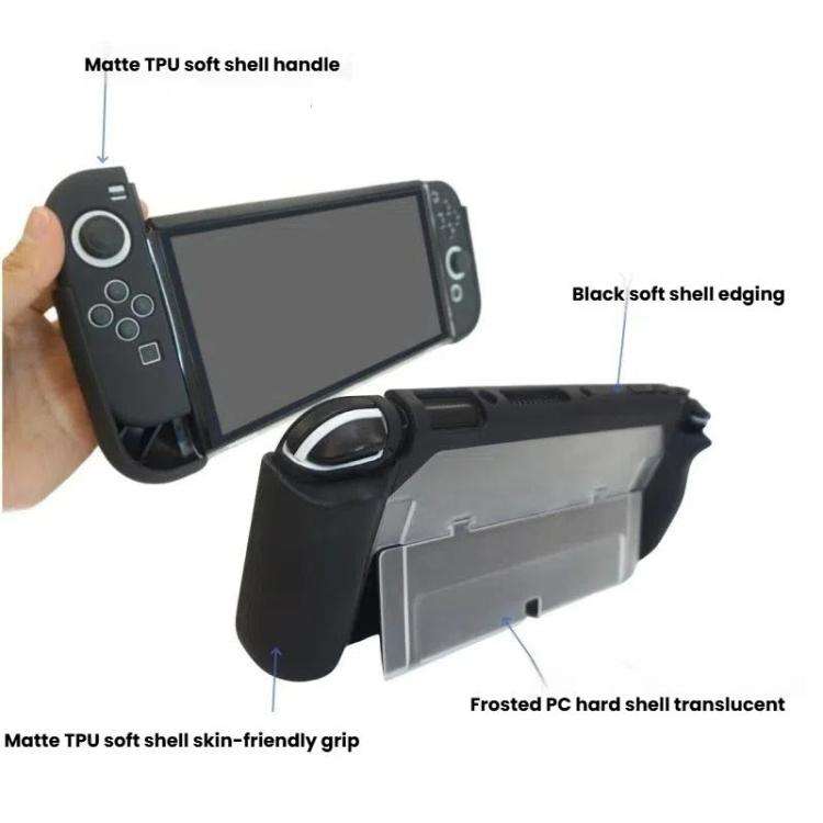 For Nintendo Switch OLED / Joy-Con 2 In 1 Protective Case TPU Cover Support(Black)
