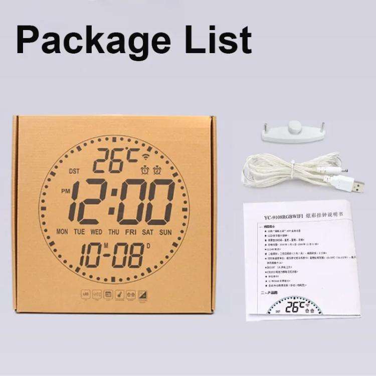Wifi App Control LED Digital Wall Clock With RGB Light Multi-Functional Alarm Clock(White Shell B...