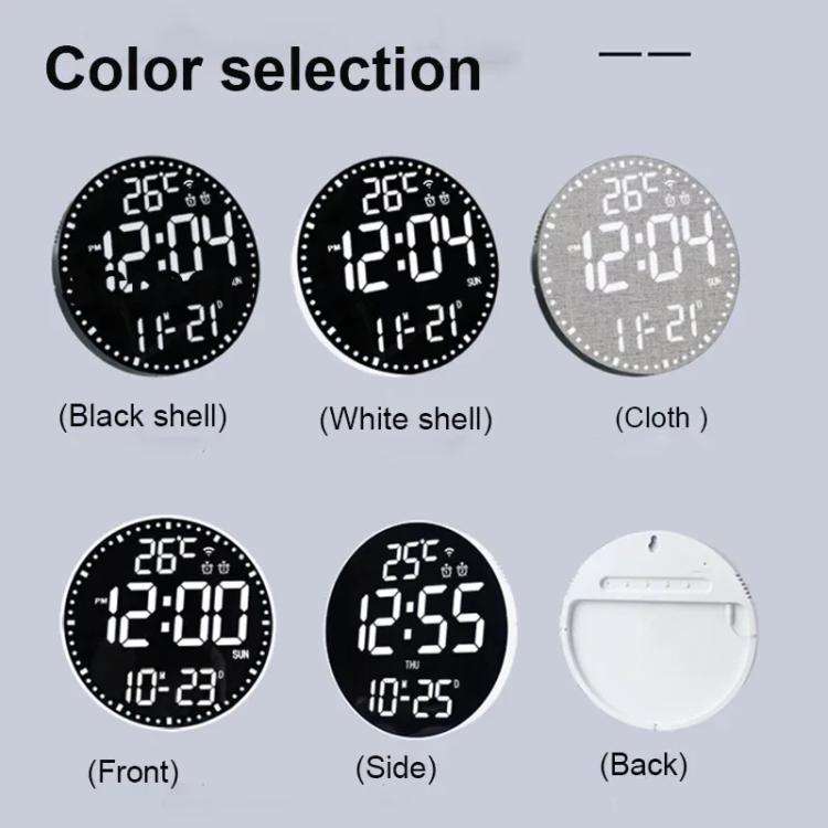 Wifi App Control LED Digital Wall Clock With RGB Light Multi-Functional Alarm Clock(Black Shell B...