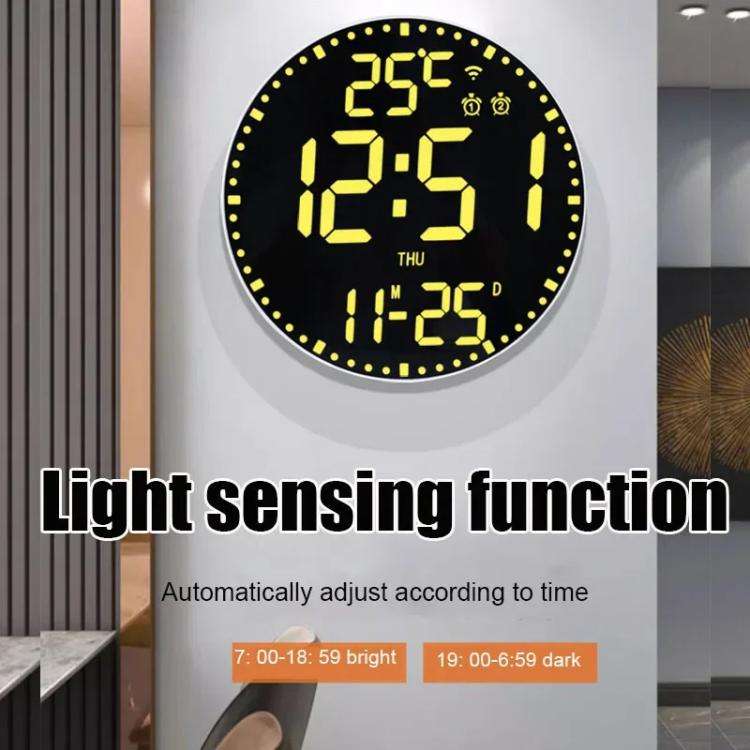 Wifi App Control LED Digital Wall Clock With RGB Light Multi-Functional Alarm Clock(Black Shell B...