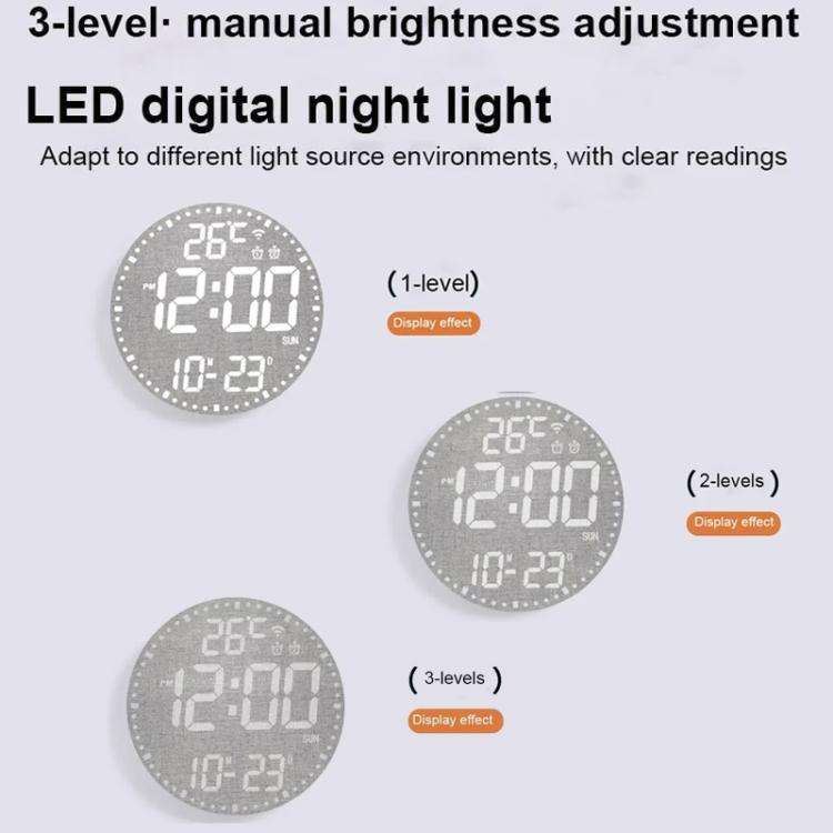 Wifi App Control LED Digital Wall Clock With RGB Light Multi-Functional Alarm Clock(White Shell B...