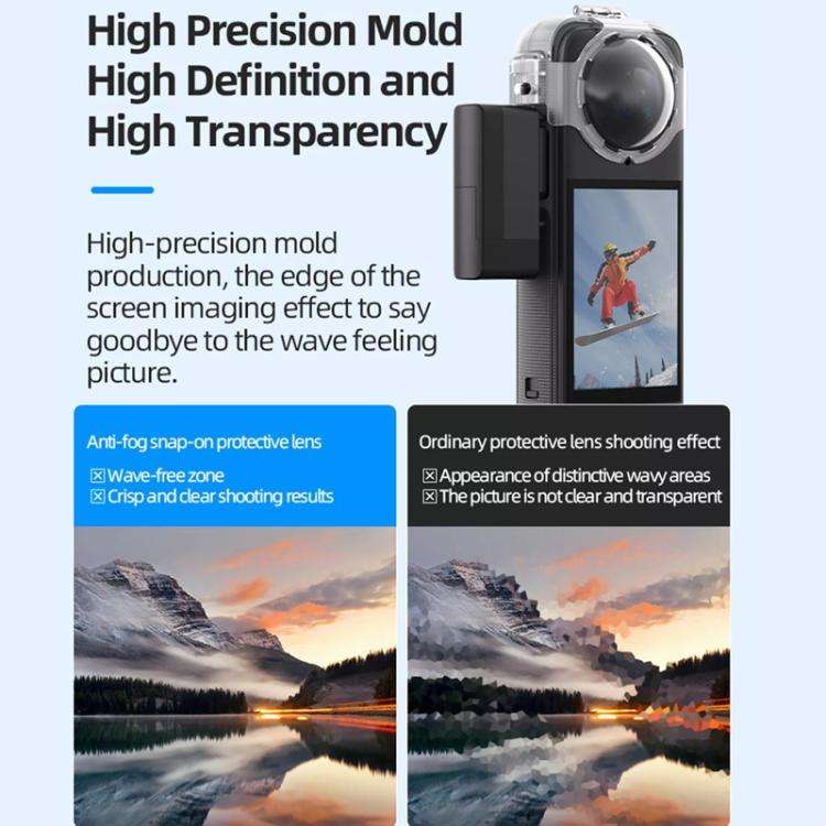 For Insta360 X4 HEPAIL AC37 Lens Anti-fog Snap-on Protective Mirror Front and Rear Lens Protectors