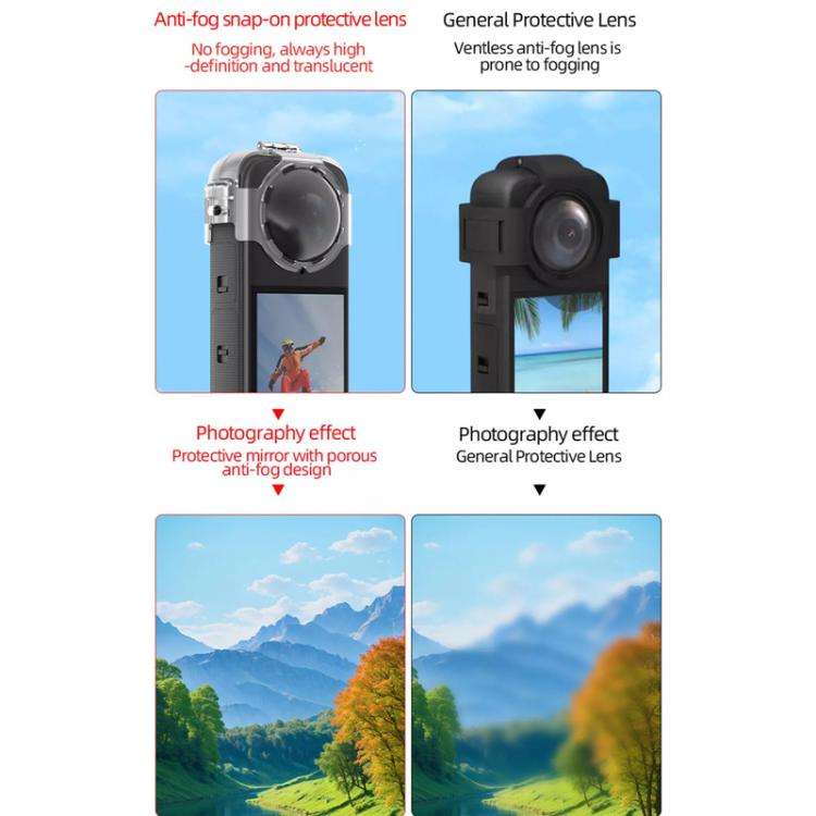For Insta360 X4 HEPAIL AC37 Lens Anti-fog Snap-on Protective Mirror Front and Rear Lens Protectors