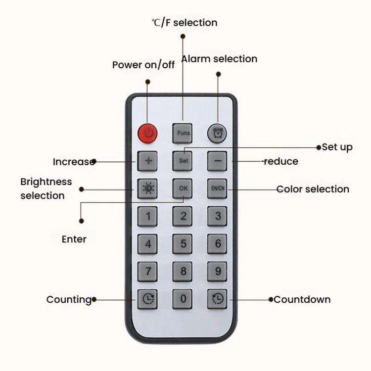 11.6-Inch RGB Wall Clock With Remote Control Multi-Functional Alarm Clock Bamboo+Cloth