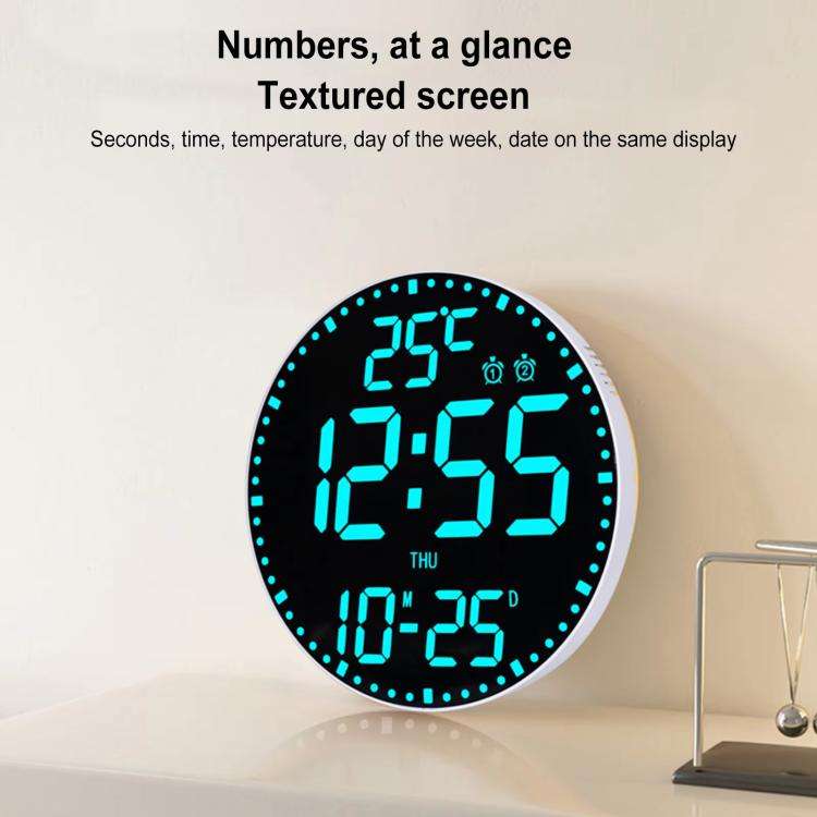 11.6-Inch RGB Wall Clock With Remote Control Multi-Functional Alarm Clock Bamboo+Cloth