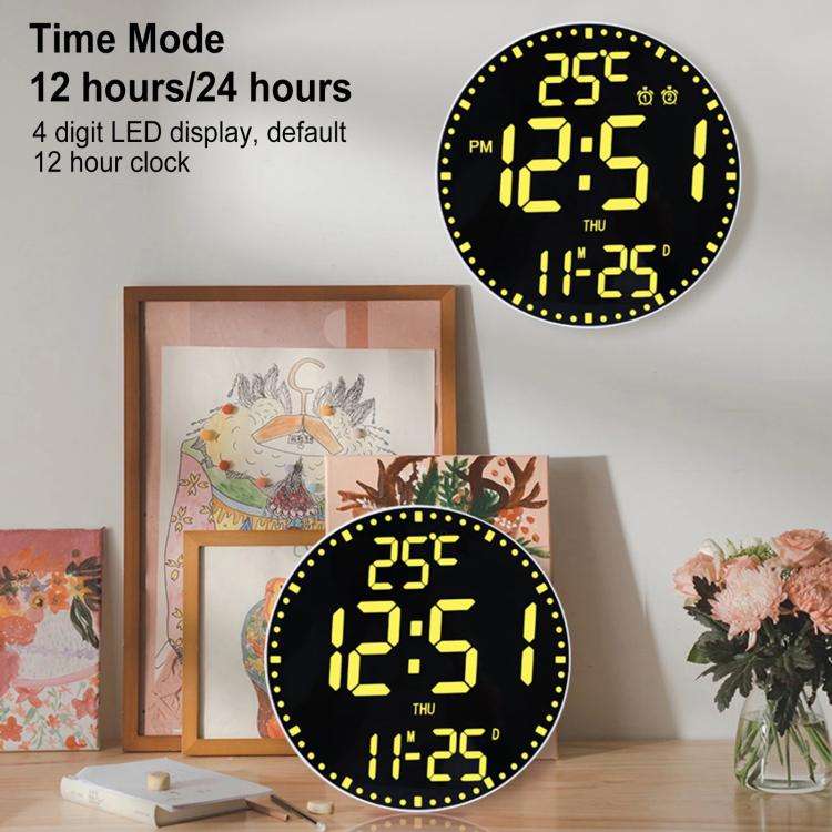 11.6-Inch RGB Wall Clock With Remote Control Multi-Functional Alarm Clock  Black+Cloth