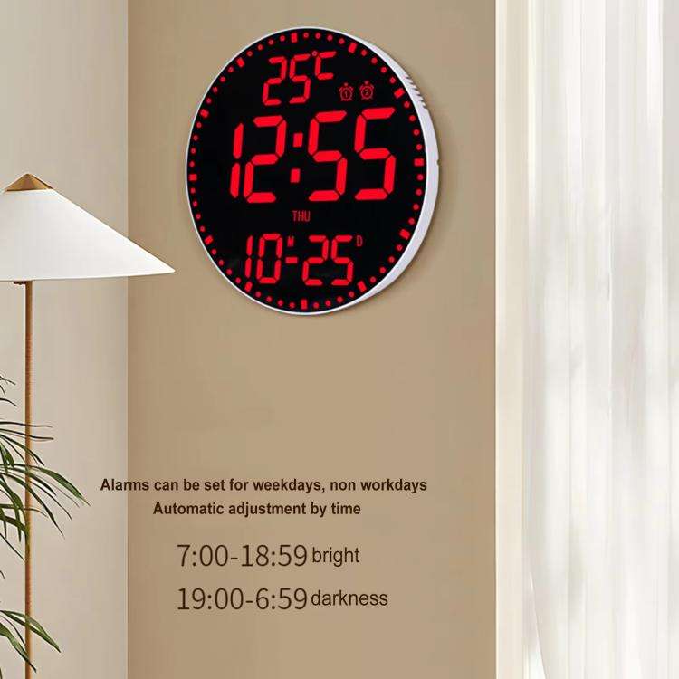 11.6-Inch RGB Wall Clock With Remote Control Multi-Functional Alarm Clock Bamboo+Cloth
