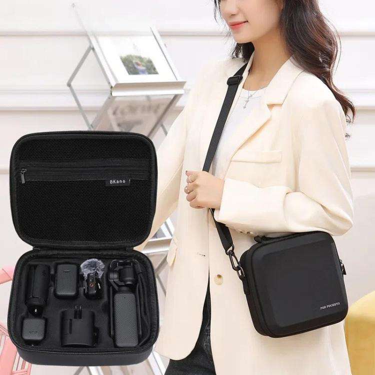BKANO For DJI Osmo Pocket 3 Storage Bag All-in-One Kit Organizer Portable Backpack Case(Black)