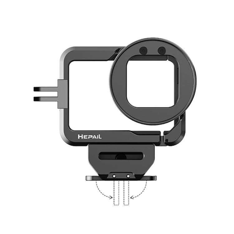 For GoPro HERO12 Black /11 Black /10 Black /9 Black HEPAIL C-G12 Metal Rabbit Cage With Dual Cold...