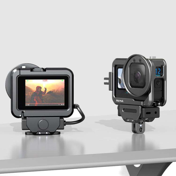 For GoPro HERO12 Black /11 Black /10 Black /9 Black HEPAIL C-G12 Metal Rabbit Cage With Dual Cold...