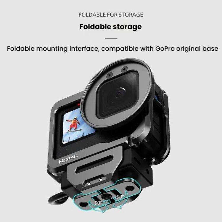 For GoPro HERO12 Black /11 Black /10 Black /9 Black HEPAIL C-G12 Metal Rabbit Cage With Dual Cold...