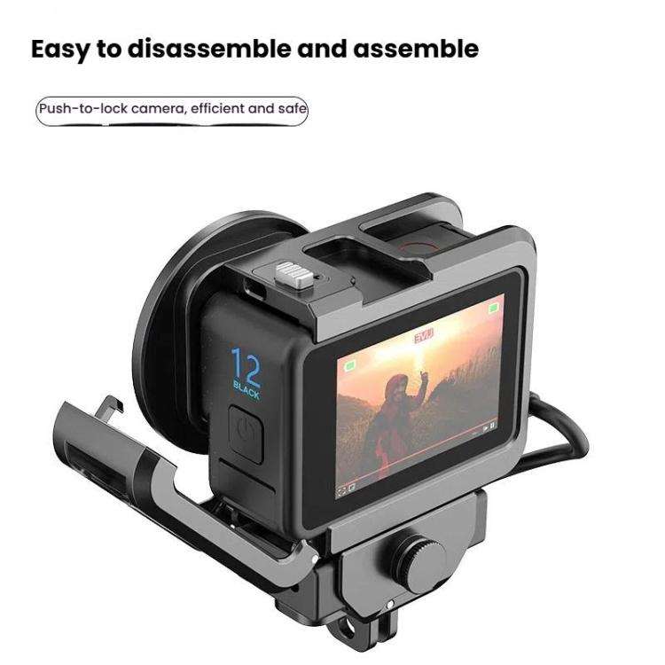 For GoPro HERO12 Black /11 Black /10 Black /9 Black HEPAIL C-G12 Metal Rabbit Cage With Dual Cold...