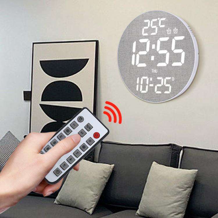 11.6-Inch White Light Wall Clock With Remote Control Multi-Functional Alarm Clock White+Cloth