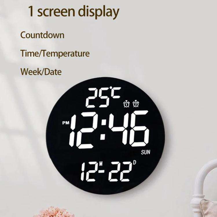 11.6-Inch White Light Wall Clock With Remote Control Multi-Functional Alarm Clock Bamboo+Black