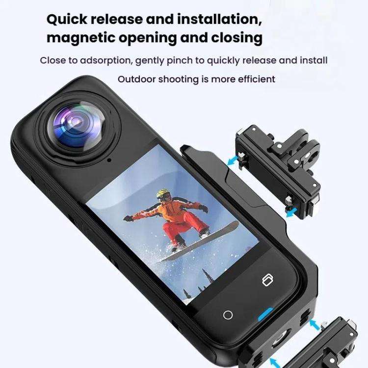 For Insta360 X4 / X3 HEPAIL AC56 Vertical Horizontal Magnetic Metal Bracket