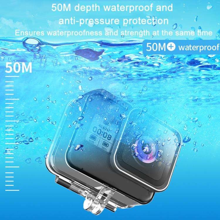TELESIN For GoPro HERO8 Black 50m Waterproof Protective Case Diving Case Sports Camera Accessorie...