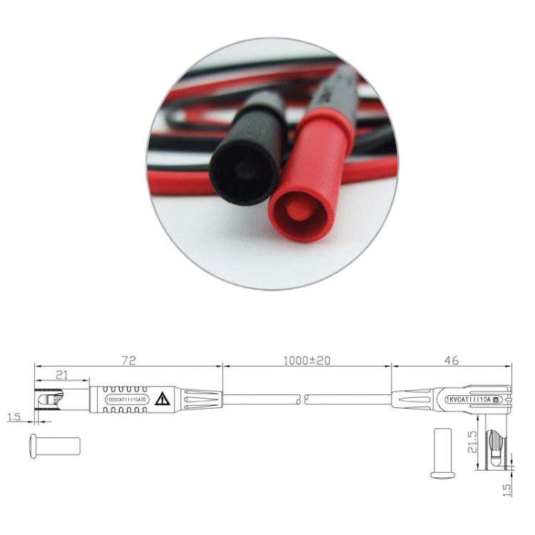 4mm Straight Plug Multimeter Pen Test Adapter 10A Extension Cord(BC0001000100)