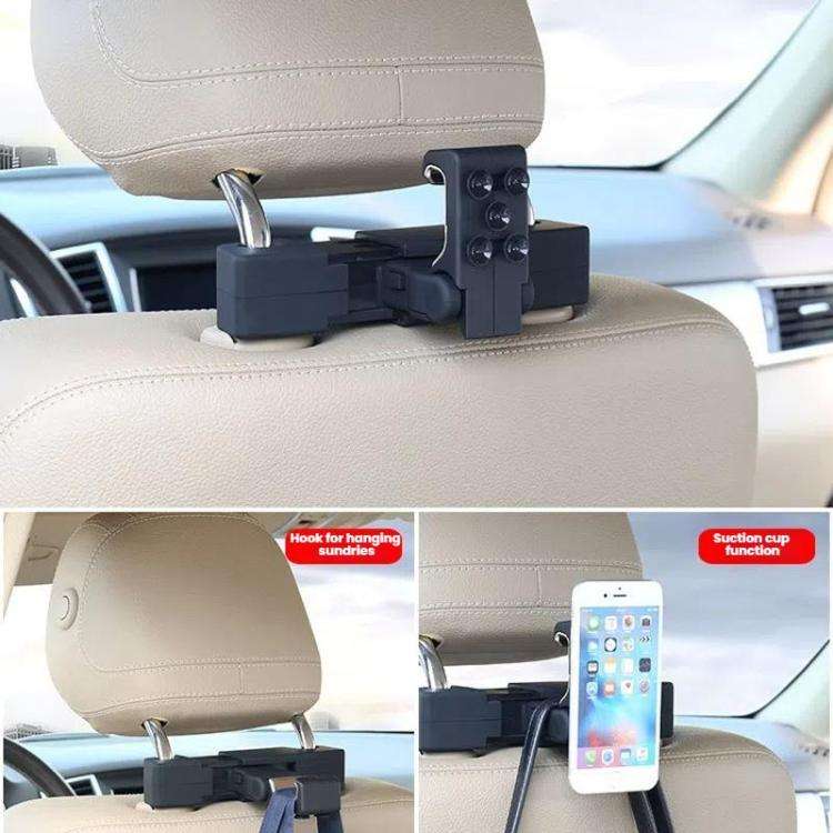 Car Hook Car Seatback Hanging Hook Auto Clothes Bag Hanger, Style: Without Suction Cup