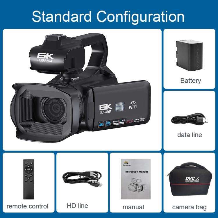 64MP 6K 18X Digital Zoom Ultra HD Video Camera With 4-Inch Touch Screen Camcorder 64G